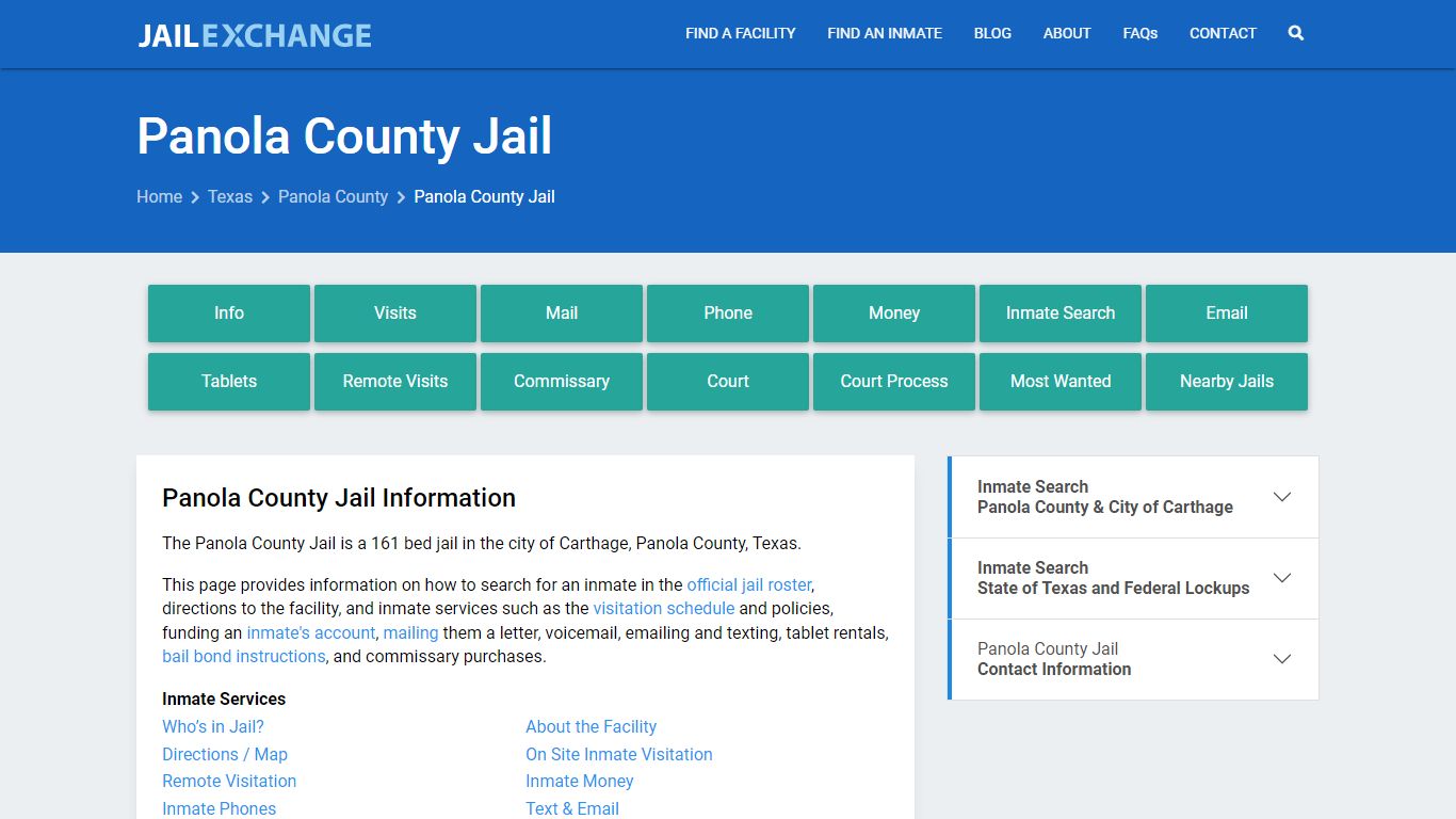 Panola County Jail, TX Inmate Search, Information